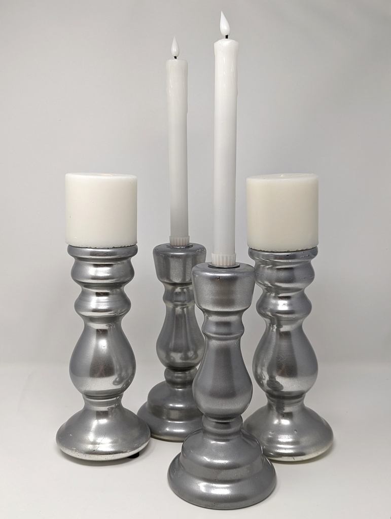 Chunky Silver Pillar Candleholder