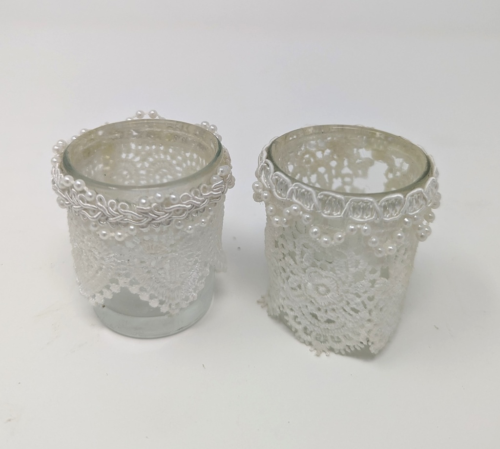 Lace Wrapped Clear Votive