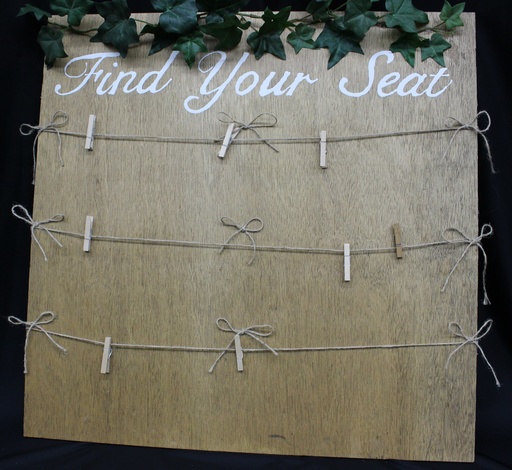 Sign: Find your Seat, Wood with Clips #45